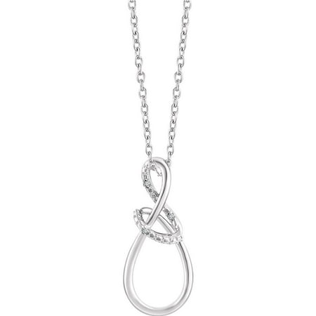 Sterling Silver Polished .015 Dwt Diamond Freeform 16-18 Inch Necklace