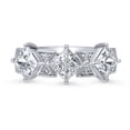 thumbnail image 2 of BERRICLE Sterling Silver 3-Stone Princess Cut Cubic Zirconia CZ Statement Vintage Inspired Art Deco Fashion Ring for Women, Rhodium Plated 2.1 Carat Size 4.5, 2 of 8