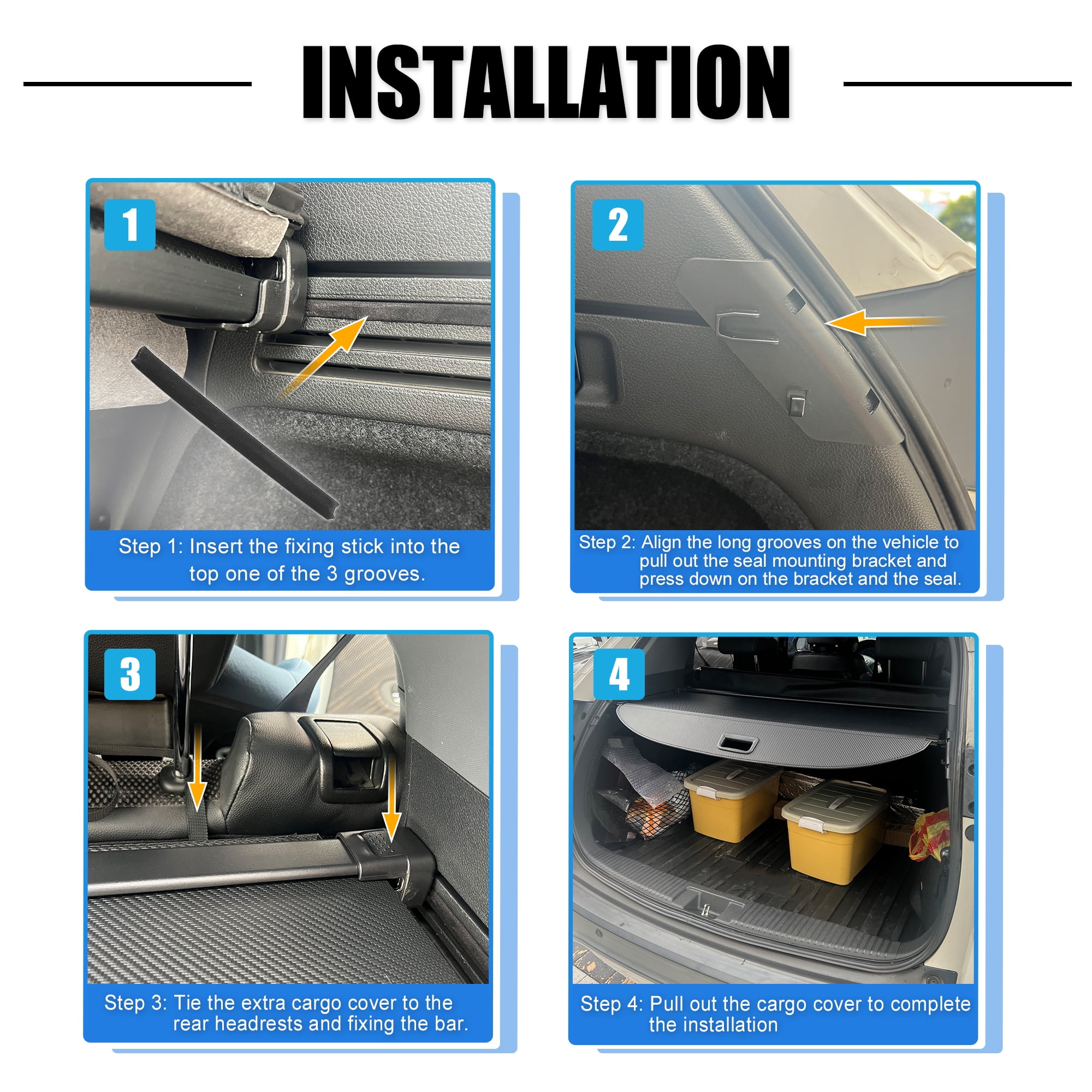Unique Bargains Retractable Cargo Rear Trunk Cover for Honda HRV 2015-2022 Black