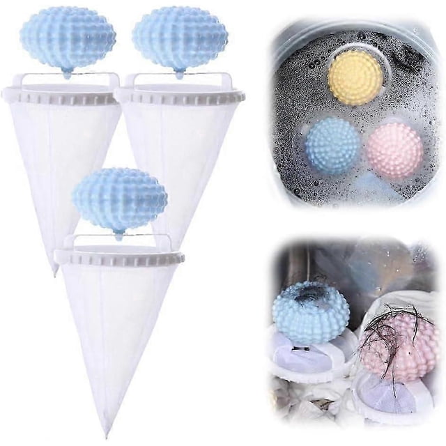 Sac en Maille Filtrant les Poils Flottant de Haute Qualité, Attrape-Peluches Amélioré 2024 pour Machine à Laver, 3 Pcs Sac en Maille Réutilisable pour Poils d'Animaux pour Lessive