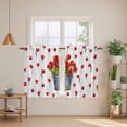 thumbnail image 2 of Red Tulip Flowers Kitchen Curtain for Berdoom Living Room Cafe 45 Inch Length, Spring Floral Vintage Drum Rustic Tiers Curtains Light Filtering Drapes Rod Pocket Window Treatment 2 Panels 52"Wx45"L, 2 of 8