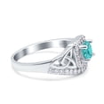 thumbnail image 2 of Celtic Art Deco Ring Round Paraiba Tourmaline CZ 925 Sterling Silver Size 8, 2 of 6