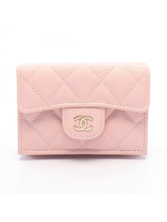 Pre-Owned Chanel Classic Small Flap Wallet Matelassé Tri-fold Wallet, Caviar Leather (Grained...