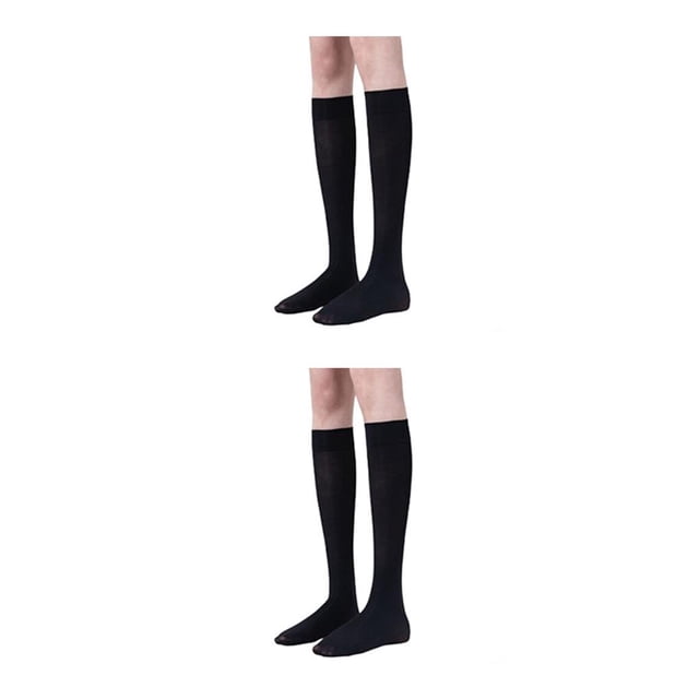 Guardurnaity Calcetín largo para mujer, calcetines altos hasta el muslo, Sexy, Color sólido, Cosplay JK, medias finas por encima de la rodilla, Negro 2piezas