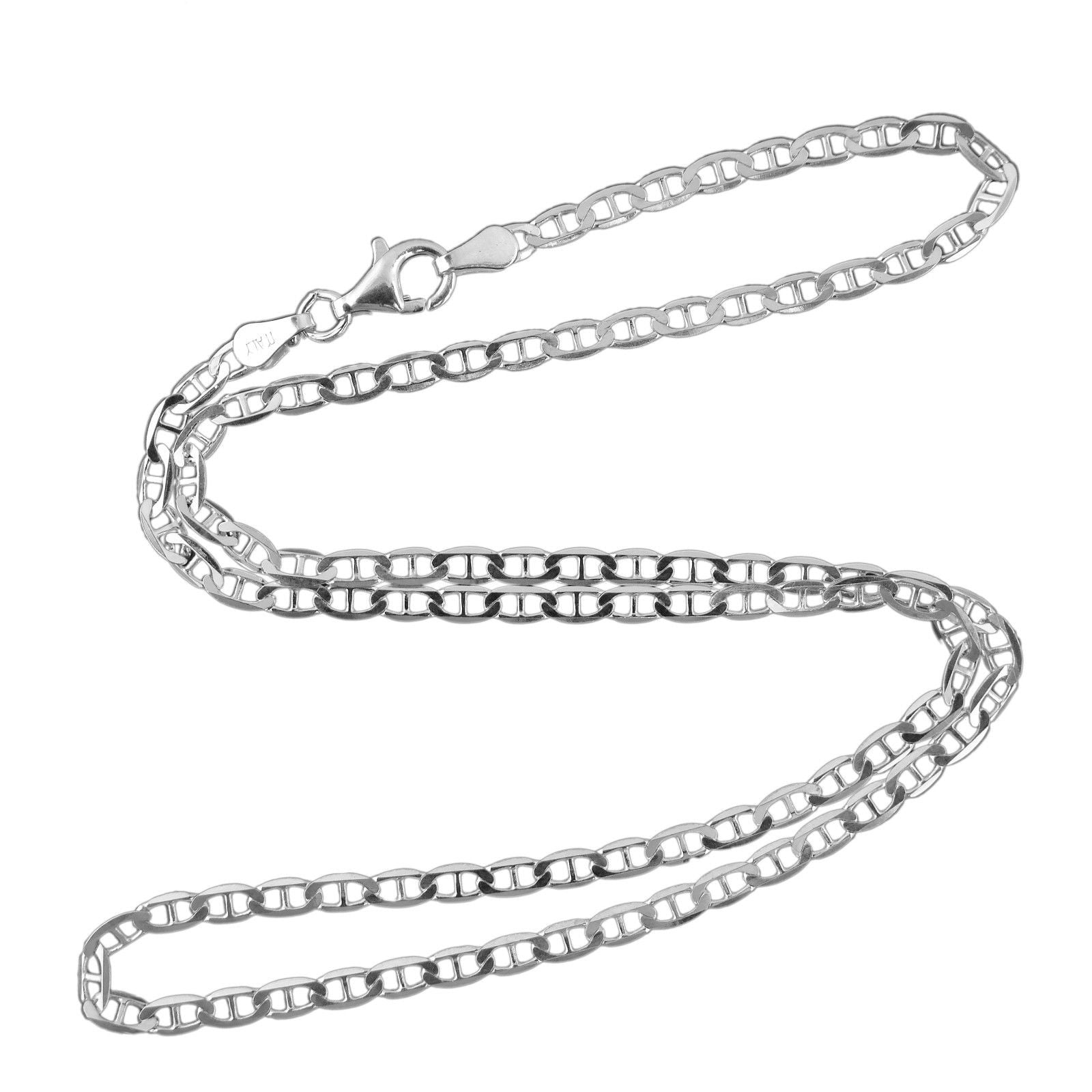 20 and 24 Chain Sterling Silver Italian Rhodium Plated 3.5mm Flat Marina 16 18