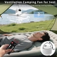 thumbnail image 2 of 11" Camping Fan 10400mAh  Operated, USB Rechargeable Tent Fan with Remote Control,Power ,LED Light,3 Speeds, Portable Ceiling Fan for Camping,, RV,Canopy,Camping Essential (White), 2 of 6