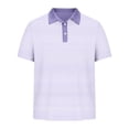 thumbnail image 5 of DayScoop Plus Size T-Shirt for Men Solid Color T Shirt Summer Short Sleeve Casual Fashion Buttons Striped Dry Sporty Breathable Turndown Collar Tops, 5 of 5