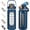 Blue, variant on 64oz Glass Water Bottles with Straw, Half Gallon Motivational Glass Bottle with Silicone Sleeve and Time Marker, 2L Leakproof Large Glass Water Jug for Gym Home Office,Amber