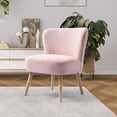 thumbnail image 2 of Modern 25" Wide Wingback Accent Chair with Water and Stain Resistant Boucle Upholstered Fabric, Dusty Peach, 2 of 5