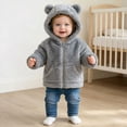 thumbnail image 2 of JUMEYU Baby Fleece Jackets Baby Girls Fuzzy Plush Hooded Jacket Sherpa Zip-Up Front Toddler Coat 12 18 Months (Grey,12-18 Months), 2 of 5