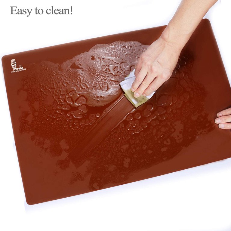 Super Kitchen Food Grade Silicone Extra Large Pastry Mat Baking Mat 23.4 by 15.6 Inches Chocolate