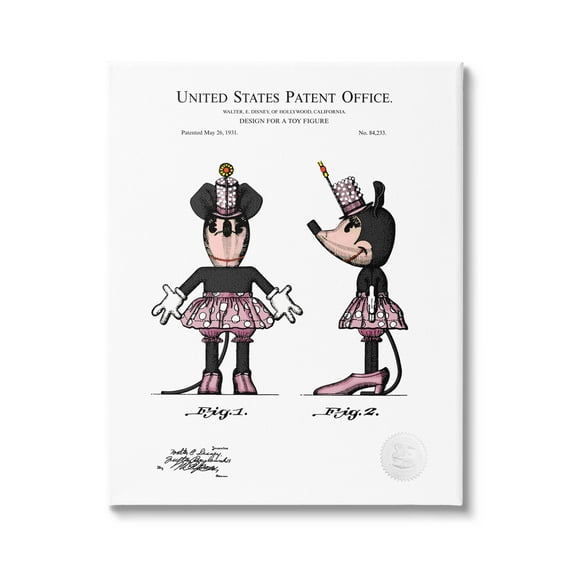 Stupell Industries Girl Mouse Toy Patent Graphic Art Gallery Wrapped Canvas Print Wall Art, Design by Karl Hronek