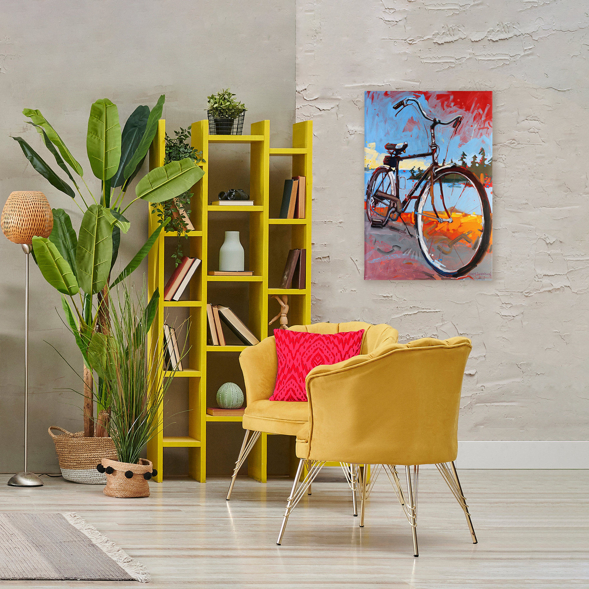 Tonight Bicycle Journey Canvas Wall Art, design by Adam Swanson