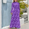 thumbnail image 4 of Purple Lavender Dress Flower Print Cute Maxi Dress Street Style Bohemia Long Dresses High Neck Graphic Vestido, 4 of 5