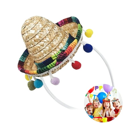 Mini Sombrero Party Hats, Crazy Night Sombrero Headbands Hats, Event Photo Props Pet Halloween Costumes, Mexican Theme Decorations for Kids Pets Adults