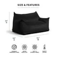 thumbnail image 3 of Big Joe Imperial Fufton Foam Filled Bean Bag Sofa with Removable Cover, Black Plush, Soft Polyester, 5 feet Giant, 3 of 8