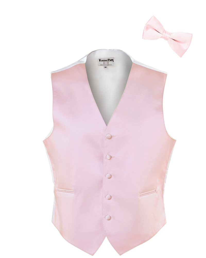 Light Pink Satin Tuxedo Vest and Bow Tie - Walmart.com