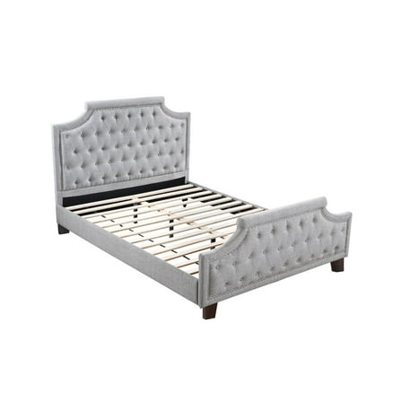 Beautiful Grey Polyfiber Button Tufted Headboard FB 1pcs Full Size Bed Only Modern Bedroom Furniture