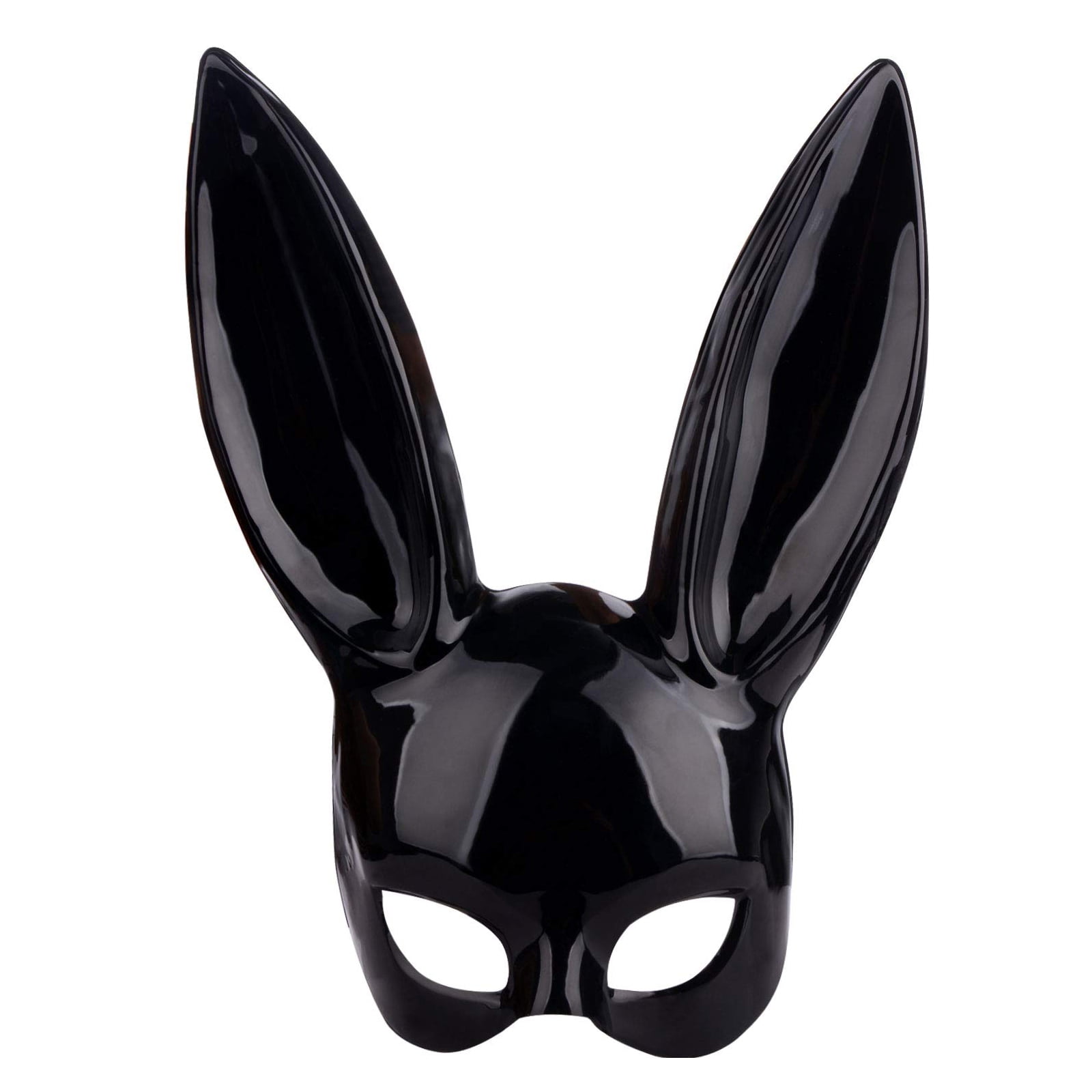 FunMove Halloween Cosplay Bunny Mask Black Masquerade Mask Rabbit Eyemask with Ears Bunny Mask for Halloween Party Costume Cosplay Night Club Party Accessory 