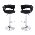 thumbnail image 5 of Hassch Swivel Bar Stools Set of 2, 30.1" - 38.1" Counter Height Barstool with Metal Legs, Upholstered Bar Chair for Home, Kitchen Island, Easy Assembly, Black, 5 of 9