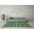 thumbnail image 3 of Ahgly Company Indoor Round Abstract Turquoise Blue Modern Area Rugs, 6' Round, 3 of 4
