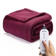thumbnail image 1 of Sunbeam Fleece Electric Heated Throw, Windsor Wine, 4 Heat Settings, 4-Hour Auto Shut-Off, Cozy Warmth, 50" x 60", 1 of 8