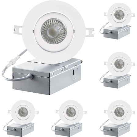 3-inch Integrated Slim Panel Downlight with Gimbal 7W=60W, 560 Lumens, Dimmable, LED Recessed Lighting Kit with Junction Box - Energy Star (Natural White, 4000K 6 Pack)
