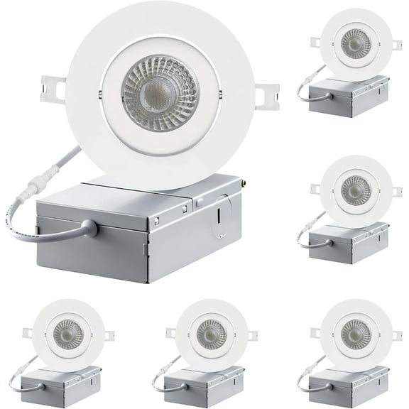 3-inch Integrated Slim Panel Downlight with Gimbal 7W=60W, 560 Lumens, Dimmable, LED Recessed Lighting Kit with Junction Box - Energy Star (Natural White, 4000K 6 Pack)