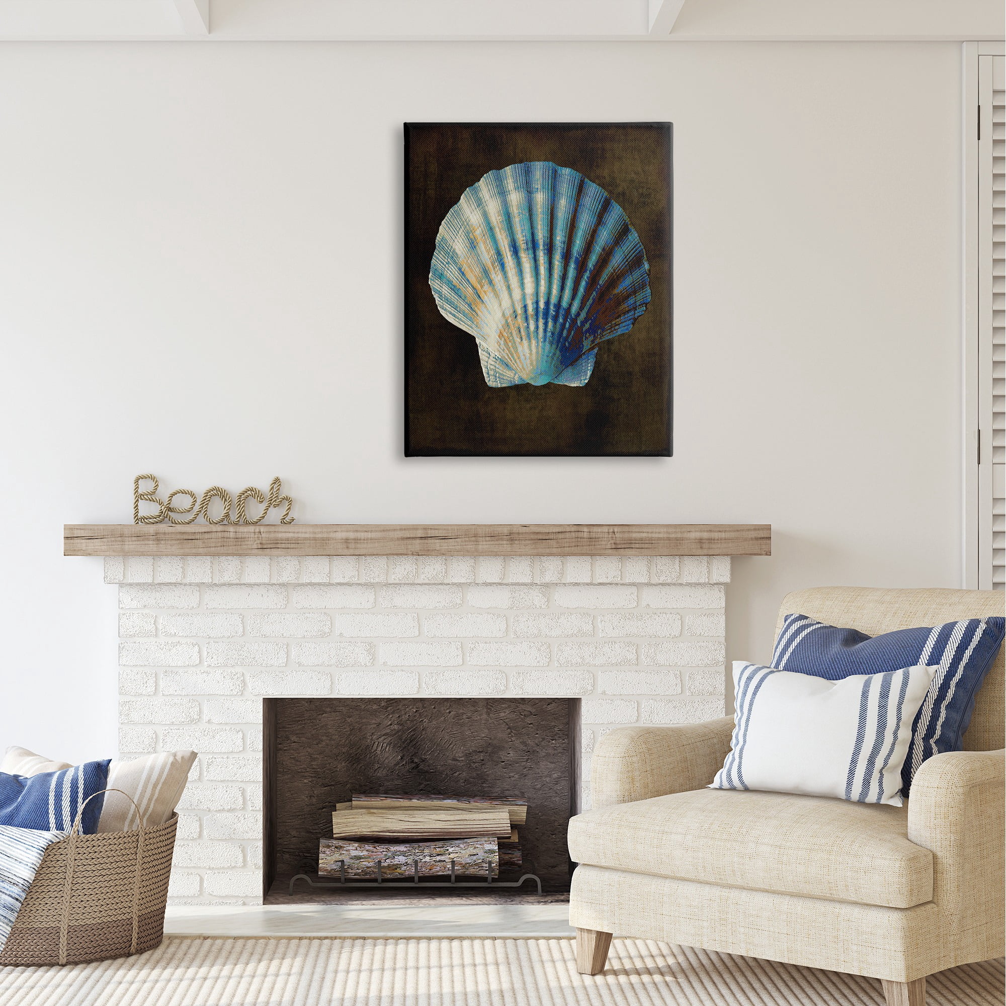 Stupell Industries Dark Clam Shell Nature Painting Gallery Wrapped Canvas Art Print Wall Art, 30 x 40