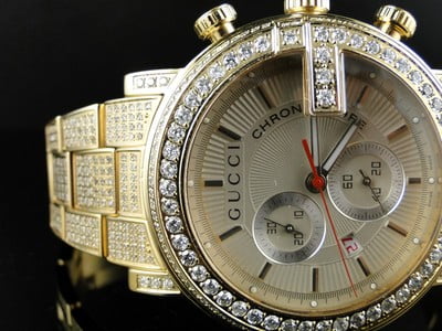 Gucci Fully Iced Out Mens 14 Ct Diamond 