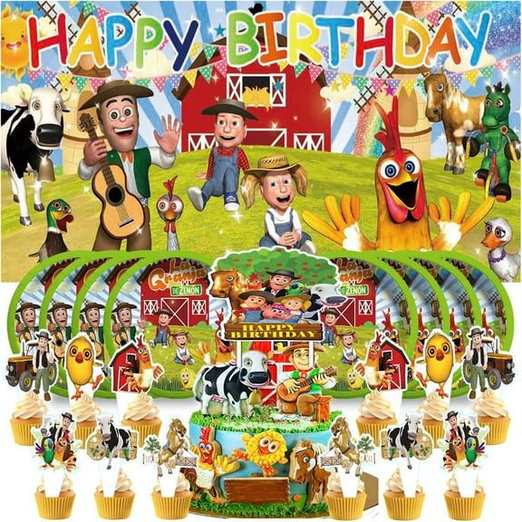 La Granja de zenon Plates Birthday Supplies Decorations Decor Backdrop Banner Cake Topper Fans