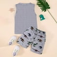 thumbnail image 4 of Caqnni Toddler Baby Boy Summer Clothes Checkered Palm Print Shirt Tops and Shorts Set 2Pcs Cotton Outfit 3 6 12 18 Months 2T Short Sets Summer Pjs Summer Outfits (2-3 Years), 4 of 6