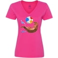 thumbnail image 3 of Inktastic Cute Otter and Beachball Women's V-Neck T-Shirt, 3 of 5