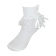 thumbnail image 1 of CTM® Girls' Lace Ruffle Anklet Sock with Pearl Accent, 1 of 2