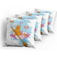 thumbnail image 5 of Ambesonne Cat Throw Pillow Cover 4 Pack, Cartoon Animal Birds, 18", Multicolor, 5 of 7