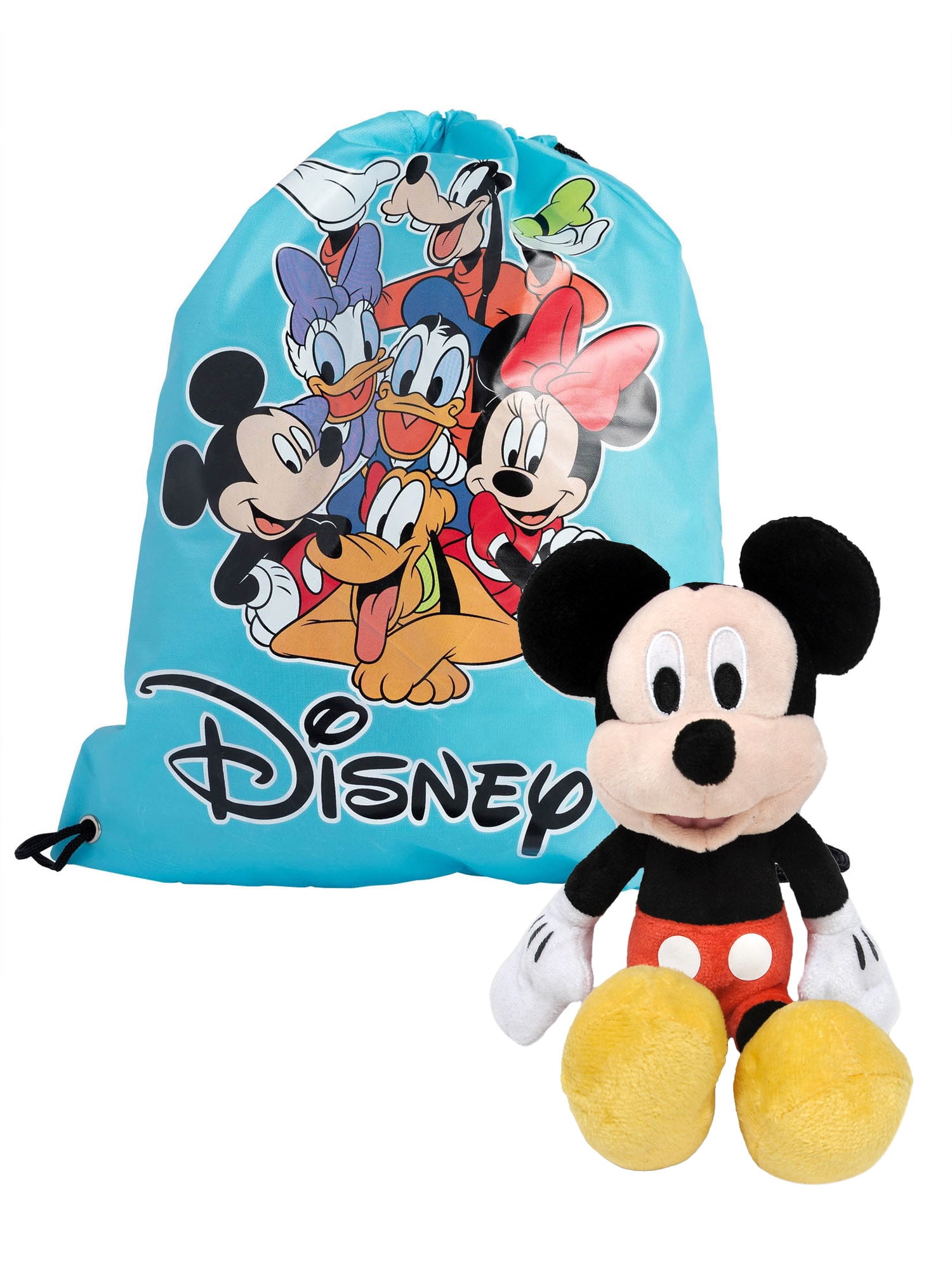 Disney Mickey Mouse 11' Plush Doll Toy w/ Mickey & Friends 15' Cinch Sling Bag