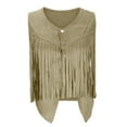 thumbnail image 5 of Brnmxoke Women Cowgirl Tassel Sleeveless Vest,Womens Tassel Vest 70s Hippie Faux Suede Irregular Hem Fringe Jacket,Tassel Vest for Women Cowgirl S-XXXL, 5 of 7