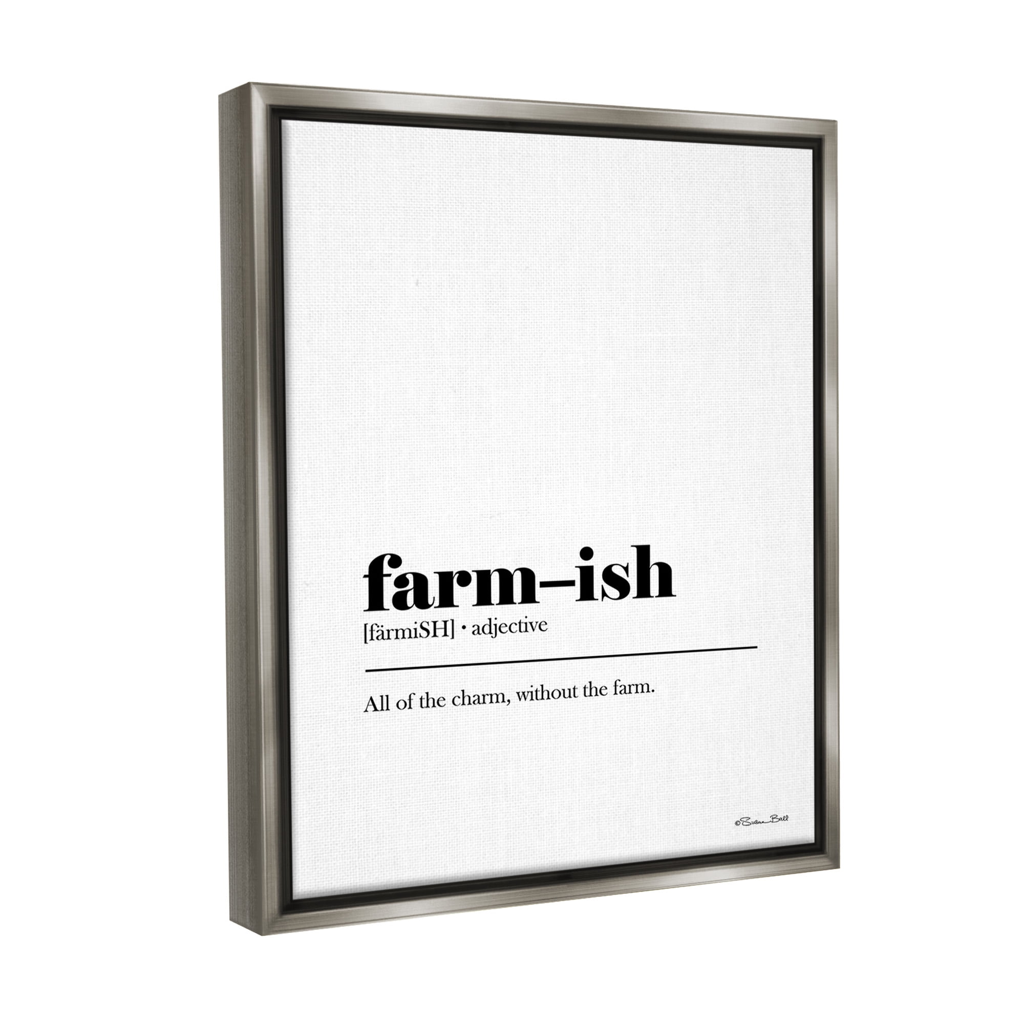 Stupell Industries Farm-ish Funny Definition Typography Painting Gray Floater Framed Canvas Art Print Wall Art, 17 x 21
