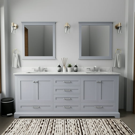Dukes 80 in. W x 22 in. D Dark Grey Double Bath Vanity and Carrara Marble Top