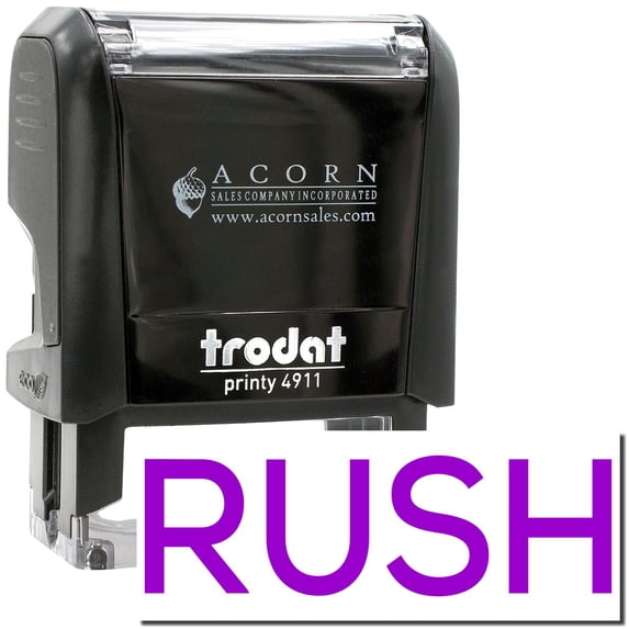 Self-Inking Skinny Rush Stamp, Trodat Printy 4911, Press and Print Stamping, Impression Size 5/8" x 1-1/2", Up to 10,000 Impressions - Purple Ink