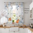 thumbnail image 2 of Orange Blue Thanksgiving Sheer Curtains 72 Inch Length 2 Panels Set, Fall Eucalyptus Leaves Florals Voile Window Treatment Rod Pocket Curtains Sheers Drapes for Bedroom/Living Room/Kitchen 52"x72"x2, 2 of 8