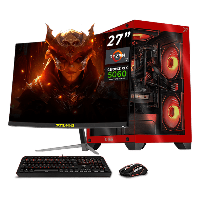 PC Gamer Completa con IA Xtreme PC Gaming NVIDIA GeForce RTX 5060 AMD Ryzen 7 5700 32GB SSD 1TB Monitor Curvo 27 180Hz Sistema Liquido WIFI Red gaming 1080p, estudios y multitarea
