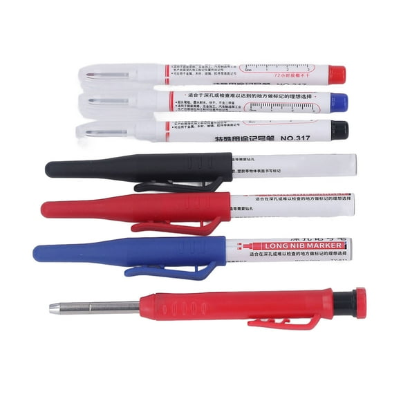 Juego de marcadores de agujeros profundos, juego de marcadores de lápiz de carpintero, marcador de punta larga, juego de marcadores de lápiz de carpintero, elegante y moderno