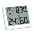 thumbnail image 1 of Ultra-thin Indoor Thermometer Hygrometer with Clock for Home Office Baby Room (White), 1 of 5