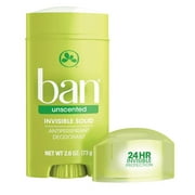 Ban Anti-Perspirant Deodorant Invisible Solid Unscented 2.60 oz 2-Pack