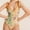 Yellow, variant on HaoXianJian Women Swimsuit Tie Shoulder 1 Piece Cheeky Print Bathing Suit V Neck Bodysuit Flowy Body Shaping Swimwear