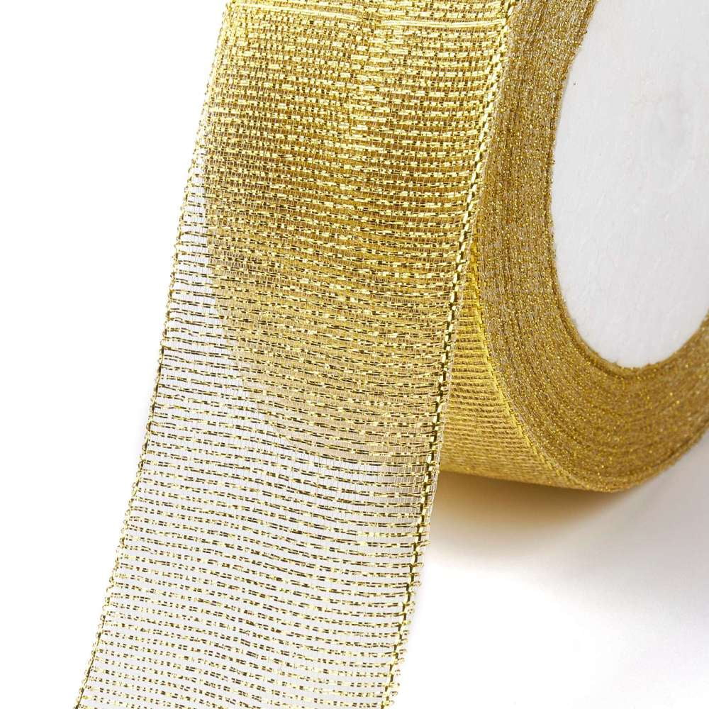 5Set Glitter Metallic Ribbon Sparkle Ribbon Suitable for Decoration Rectangle Mixed Color 1/4 inch~1-5/8 inch(6.5~41mm) 21.87~27.34 yards(20~25m)/roll 4 rolls/set