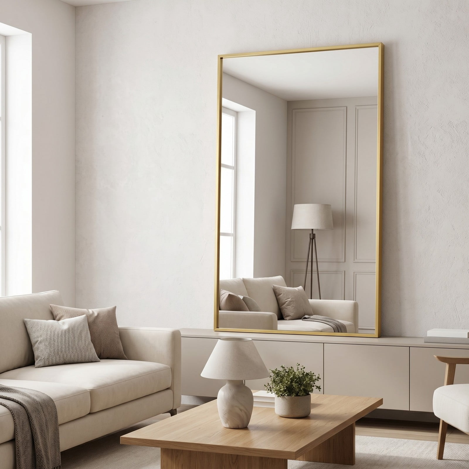 Gleamira 30"x55" Rectangular Full Length Mirror Floor Standing Mirror, Gold