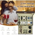thumbnail image 2 of Bibana 12 Slot PU Leather Lockable Watch Storage Boxes, Men & Women Jewelry Display Drawer Case, 2-tier Organizer Watch Showcase with Glass Lid(Brown), 2 of 7