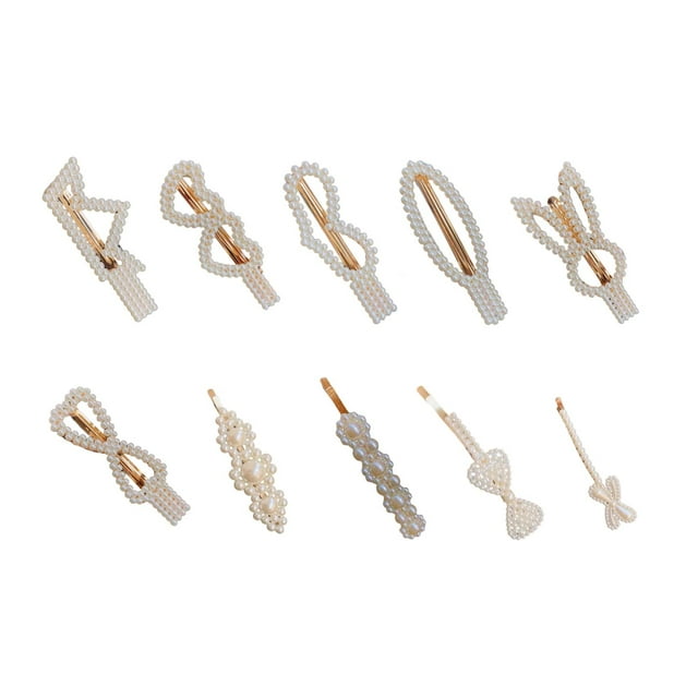10x mujeres niña pasadores para el cabello accesorios decoración del banquete de boda horquils de imitación a presión para el cumpleaños de - Sunnimix Pinzas de pelo de perlas